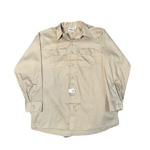 VTG 60s 70s Wrangler Blue Bell Khaki Made In USA Button Work Shirt Mens Medium